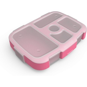 Bentgo® Kids Prints Tray with Transparent Cover – Reusable, BPA-Free, 5-Compartment Meal Prep Container with Built-In Portion Control for Healthy Meals At Home & On the Go (Pink Dots)