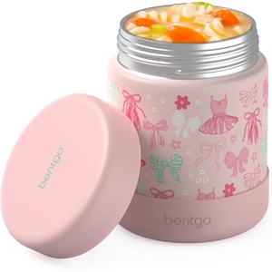 Bentgo Kids Stainless Steel Food Jar – 11 fl oz Leak-Proof Double Insulated Hot or Cold Food Container with Removable Silicone Bumper, Dishwasher Safe, Easy Open Lid, Ages 3+ (Cowgirl Dreams)(Ballet and Bows)