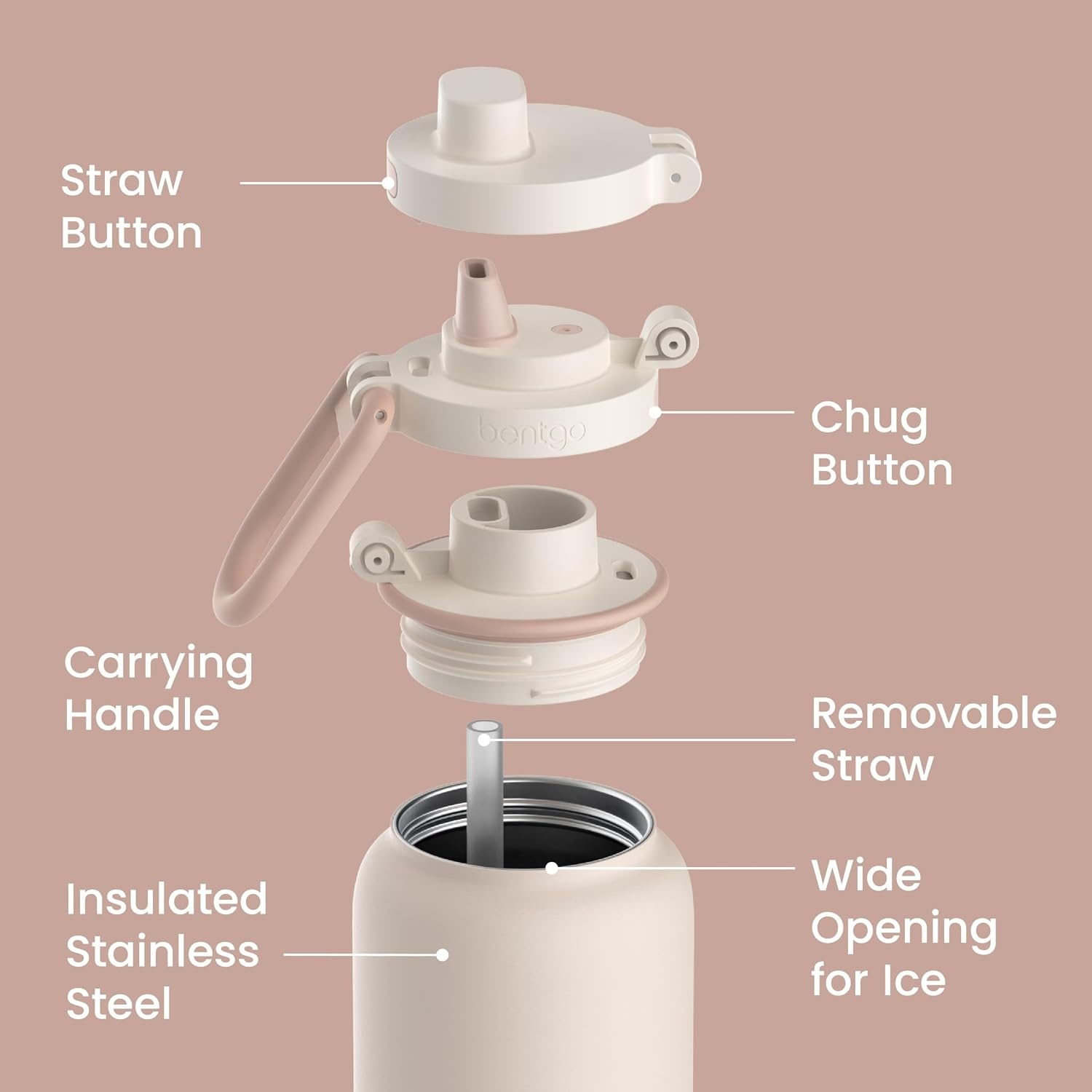 image:imageBentgo Flip 2in1 Straw amp Chug LeakProof Insulated Water Bottle 24 fl oz Premium 188 Stainless SteelTripleLayer Vacuum Insulation 24Hour Cold BPA amp PFASFree Prep BlueCafe Au Lait