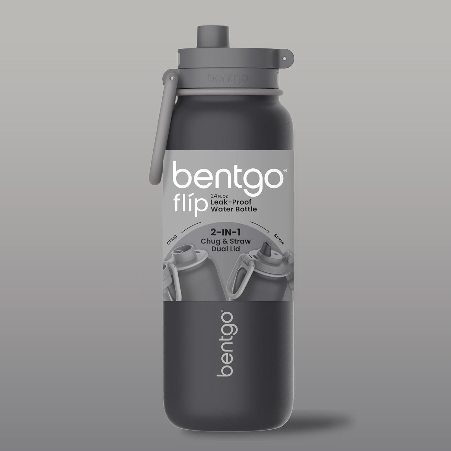 image:imageBentgo Flip 2in1 Straw amp Chug LeakProof Insulated Water Bottle 24 fl oz Premium 188 Stainless SteelTripleLayer Vacuum Insulation 24Hour Cold BPA amp PFASFree Prep BlueTweed