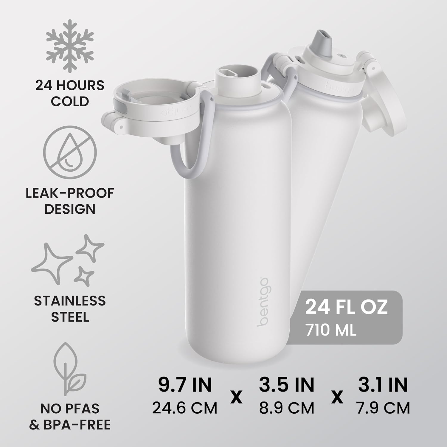image:imageBentgo Flip 2in1 Straw amp Chug LeakProof Insulated Water Bottle 24 fl oz Premium 188 Stainless SteelTripleLayer Vacuum Insulation 24Hour Cold BPA amp PFASFree Prep BlueBlanc