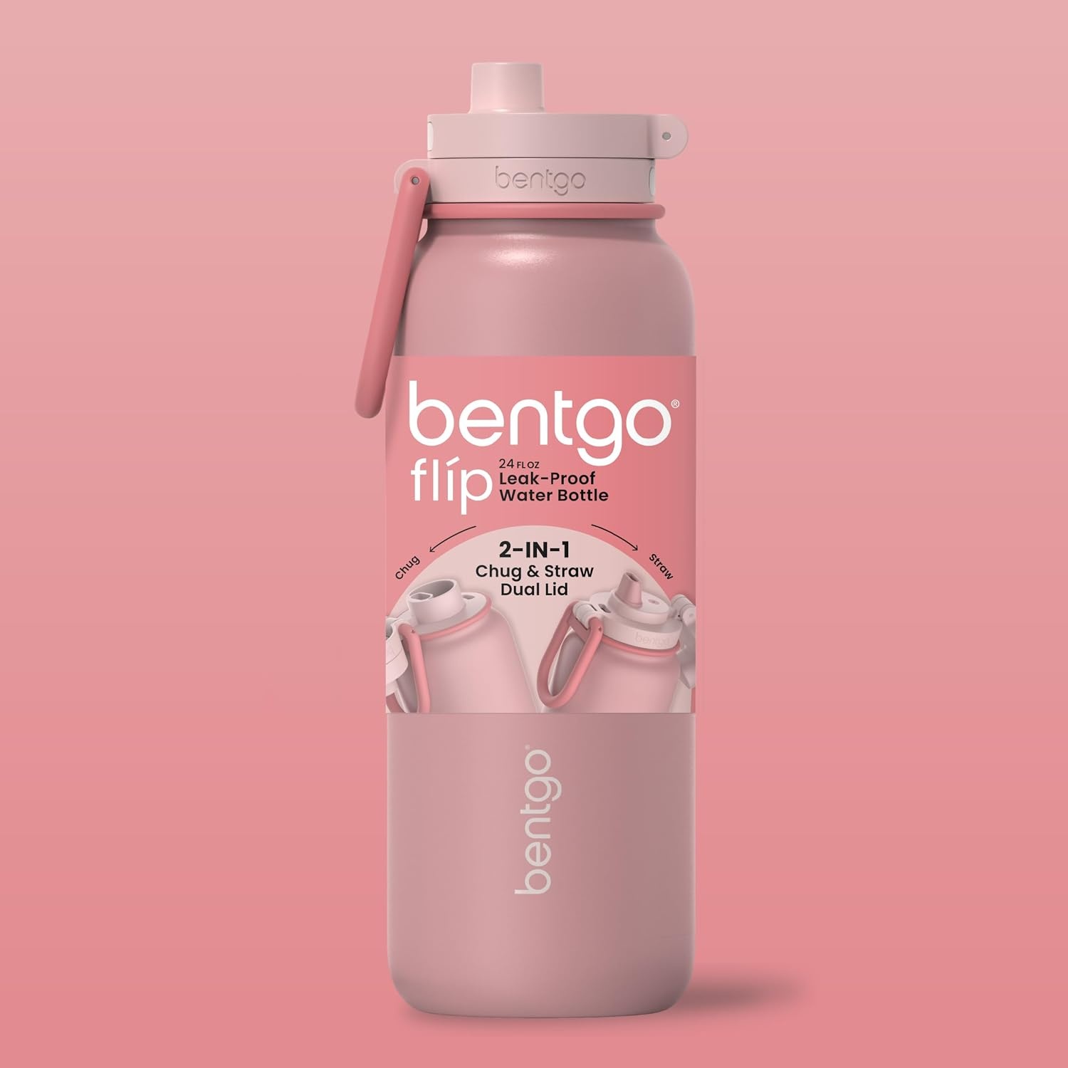 image:imageBentgo Flip 2in1 Straw amp Chug LeakProof Insulated Water Bottle 24 fl oz Premium 188 Stainless SteelTripleLayer Vacuum Insulation 24Hour Cold BPA amp PFASFree Prep BlueBlushing