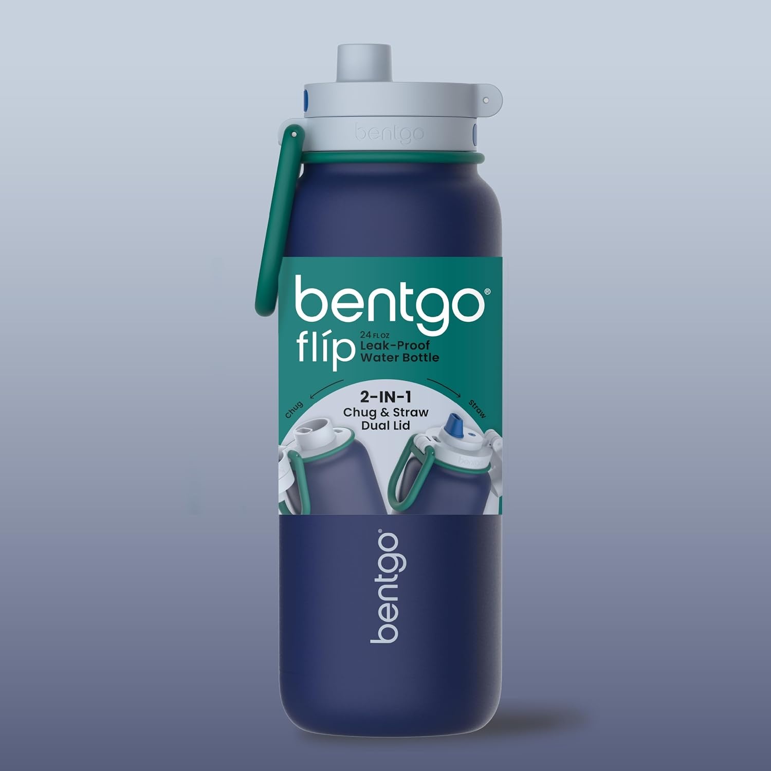 image:imageBentgo Flip 2in1 Straw amp Chug LeakProof Insulated Water Bottle 24 fl oz Premium 188 Stainless SteelTripleLayer Vacuum Insulation 24Hour Cold BPA amp PFASFree Prep BluePrep Blue