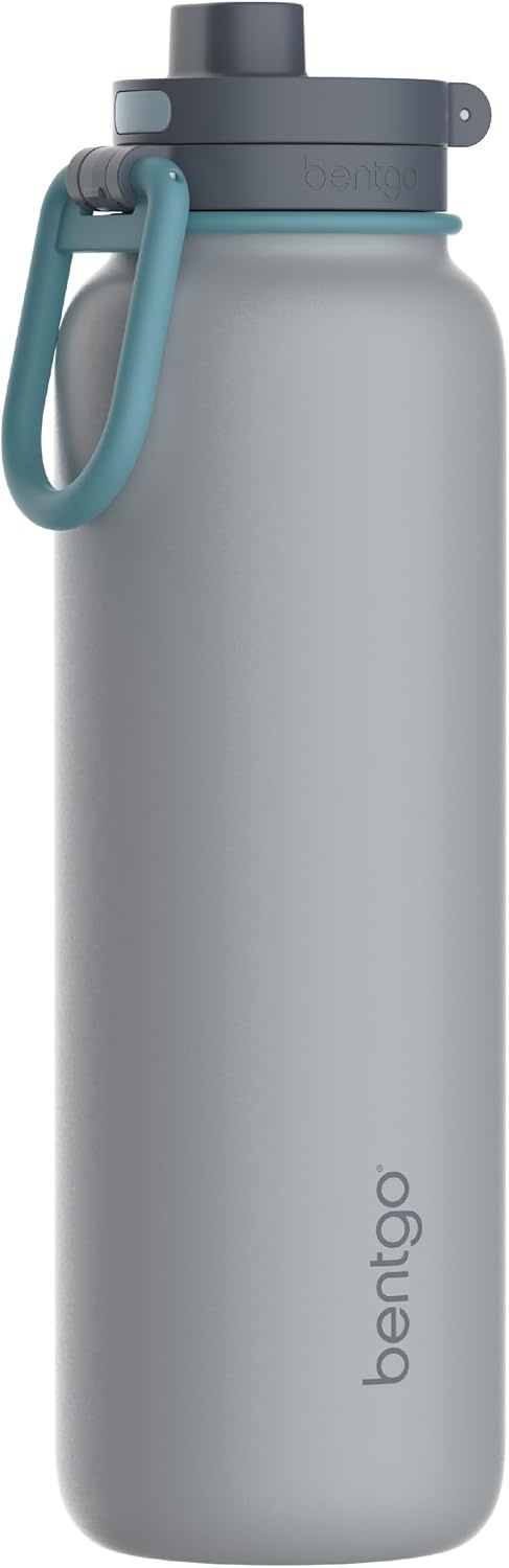image:imageBentgo Flip 2in1 Straw amp Chug LeakProof Insulated Water Bottle 24 fl oz Premium 188 Stainless SteelTripleLayer Vacuum Insulation 24Hour Cold BPA amp PFASFree Prep BlueGray Surf