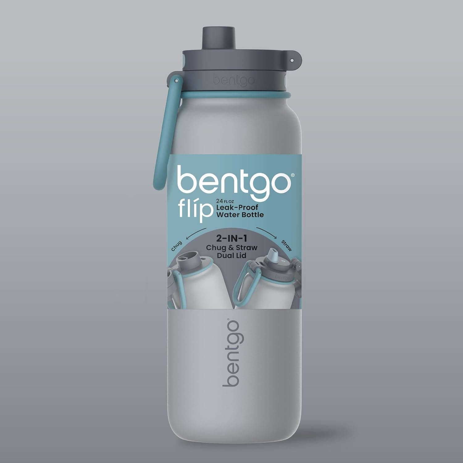 image:imageBentgo Flip 2in1 Straw amp Chug LeakProof Insulated Water Bottle 24 fl oz Premium 188 Stainless SteelTripleLayer Vacuum Insulation 24Hour Cold BPA amp PFASFree Prep BlueGray Surf