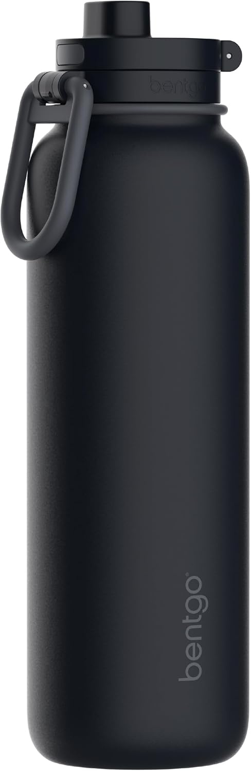 image:imageBentgo Flip 2in1 Straw amp Chug LeakProof Insulated Water Bottle 24 fl oz Premium 188 Stainless SteelTripleLayer Vacuum Insulation 24Hour Cold BPA amp PFASFree Prep BlueBack to Black