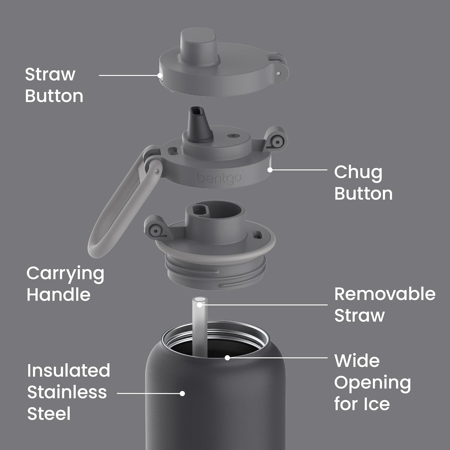 image:imageBentgo Flip 2in1 Straw amp Chug LeakProof Insulated Water Bottle 24 fl oz Premium 188 Stainless SteelTripleLayer Vacuum Insulation 24Hour Cold BPA amp PFASFree Prep BlueTweed