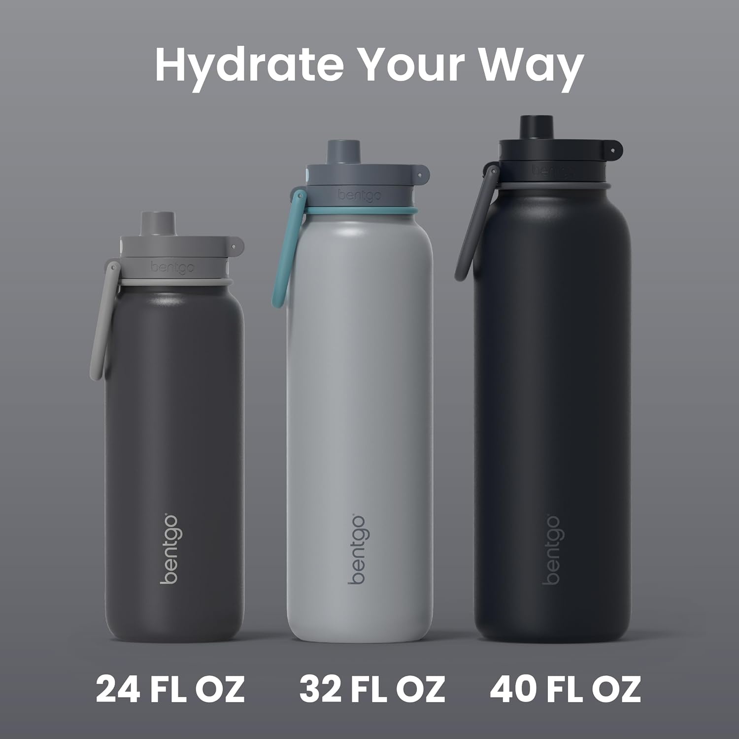 image:imageBentgo Flip 2in1 Straw amp Chug LeakProof Insulated Water Bottle 24 fl oz Premium 188 Stainless SteelTripleLayer Vacuum Insulation 24Hour Cold BPA amp PFASFree Prep BlueBack to Black