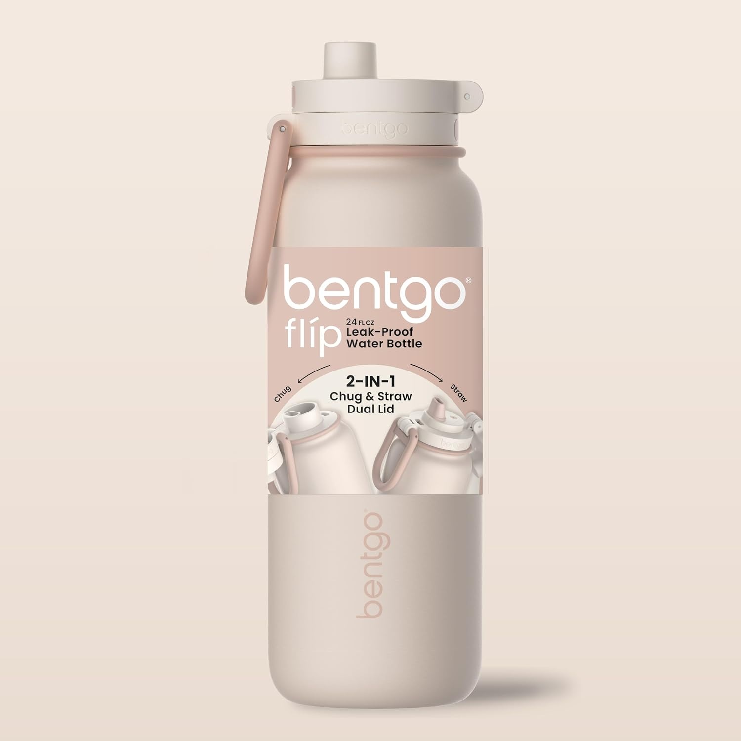 image:imageBentgo Flip 2in1 Straw amp Chug LeakProof Insulated Water Bottle 24 fl oz Premium 188 Stainless SteelTripleLayer Vacuum Insulation 24Hour Cold BPA amp PFASFree Prep BlueCafe Au Lait