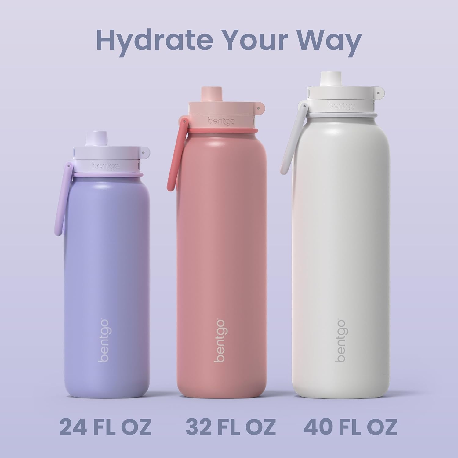 image:imageBentgo Flip 2in1 Straw amp Chug LeakProof Insulated Water Bottle 24 fl oz Premium 188 Stainless SteelTripleLayer Vacuum Insulation 24Hour Cold BPA amp PFASFree Prep BlueLilac Cloud
