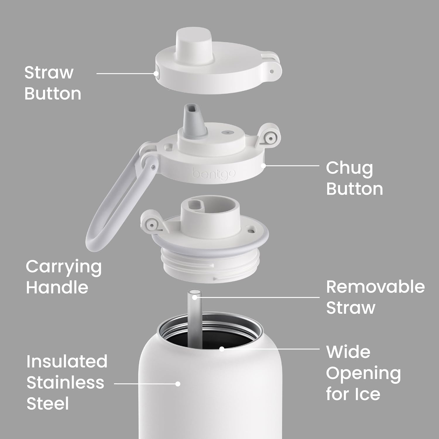 image:imageBentgo Flip 2in1 Straw amp Chug LeakProof Insulated Water Bottle 24 fl oz Premium 188 Stainless SteelTripleLayer Vacuum Insulation 24Hour Cold BPA amp PFASFree Prep BlueBlanc