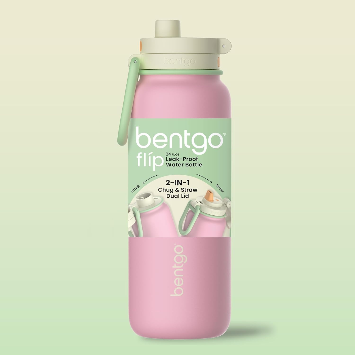 image:imageBentgo Flip 2in1 Straw amp Chug LeakProof Insulated Water Bottle 24 fl oz Premium 188 Stainless SteelTripleLayer Vacuum Insulation 24Hour Cold BPA amp PFASFree Prep BlueSherbet