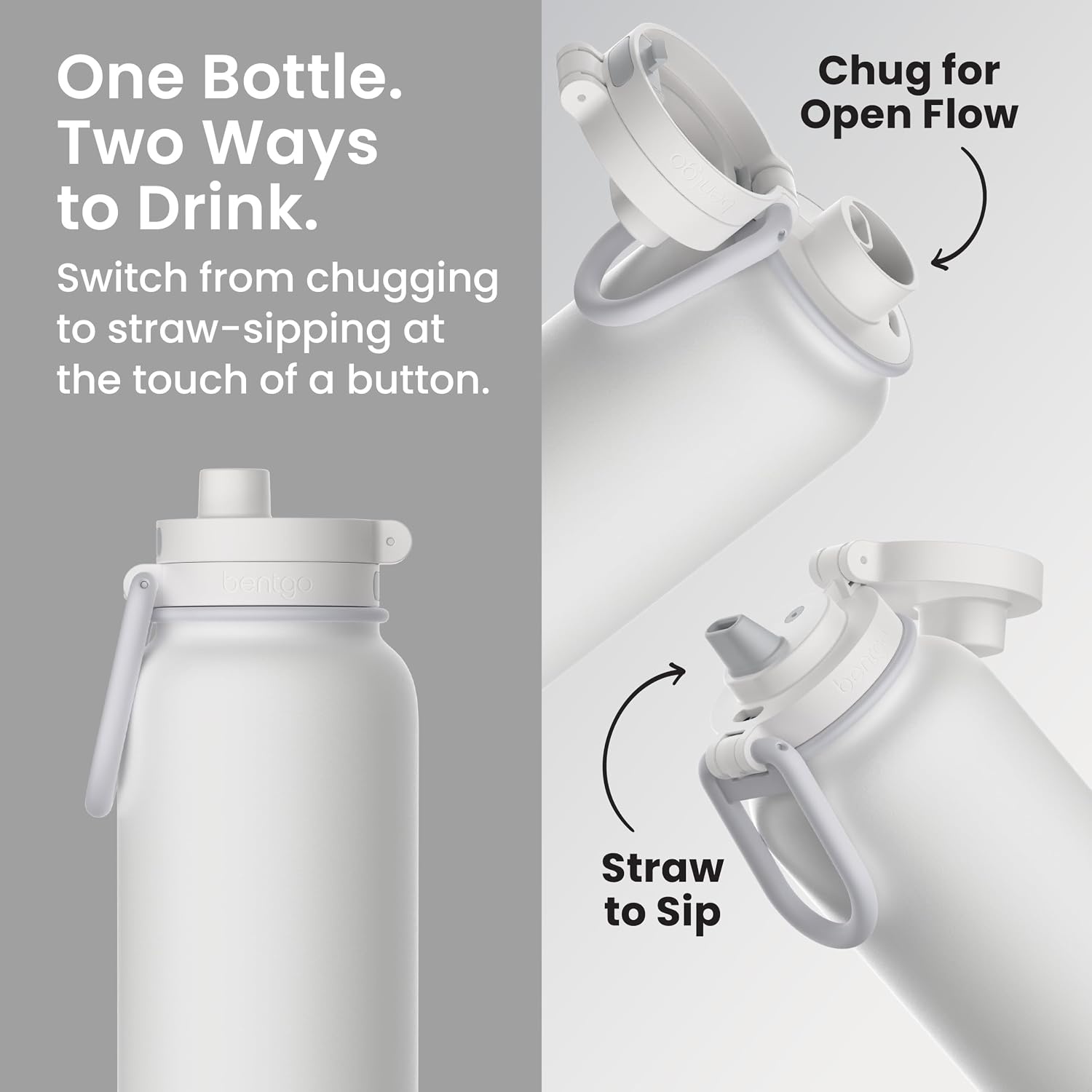 image:imageBentgo Flip 2in1 Straw amp Chug LeakProof Insulated Water Bottle 24 fl oz Premium 188 Stainless SteelTripleLayer Vacuum Insulation 24Hour Cold BPA amp PFASFree Prep BlueBlanc