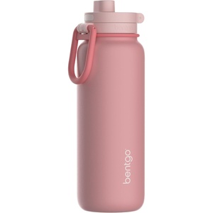 Bentgo Flip 2-in-1 Straw & Chug Leak-Proof Insulated Water Bottle, 24 fl oz | Premium 18/8 Stainless Steel,Triple-Layer Vacuum Insulation, 24-Hour Cold, BPA & PFAS-Free (Prep Blue)(Blushing)