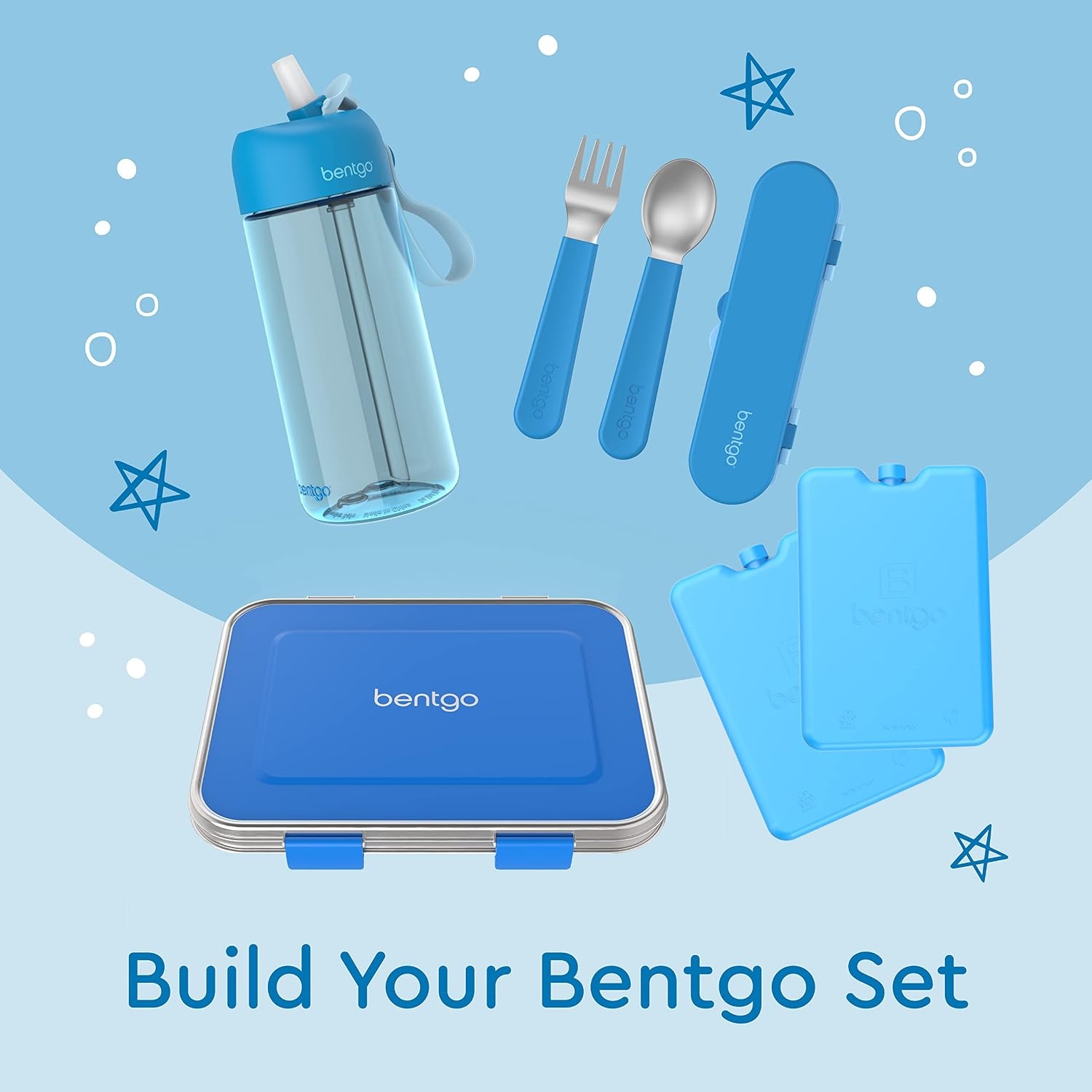 image:imageBentgo Kids Stainless Steel Utensil Set Reusable Fork Spoon amp Storage Case PFAS amp BPAFree EasyGrip Handles Lightweight Dishwasher Safe School Lunch Travel amp Outdoors NEW Ballet and BowsBlue