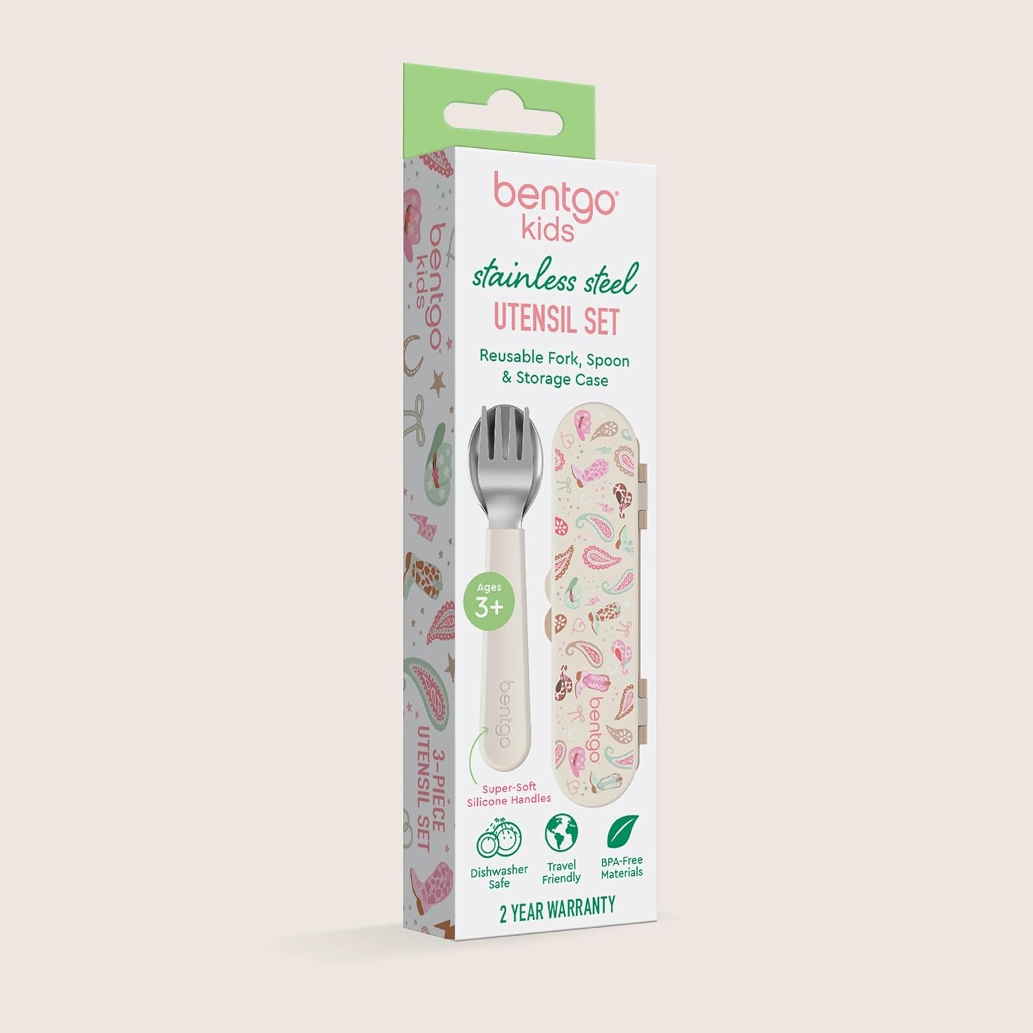 image:imageBentgo Kids Stainless Steel Utensil Set Reusable Fork Spoon amp Storage Case PFAS amp BPAFree EasyGrip Handles Lightweight Dishwasher Safe School Lunch Travel amp Outdoors NEW Ballet and BowsCowgirl Dreams
