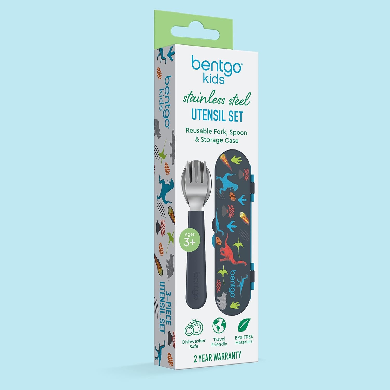 image:imageBentgo Kids Stainless Steel Utensil Set Reusable Fork Spoon amp Storage Case PFAS amp BPAFree EasyGrip Handles Lightweight Dishwasher Safe School Lunch Travel amp Outdoors NEW Ballet and BowsDino