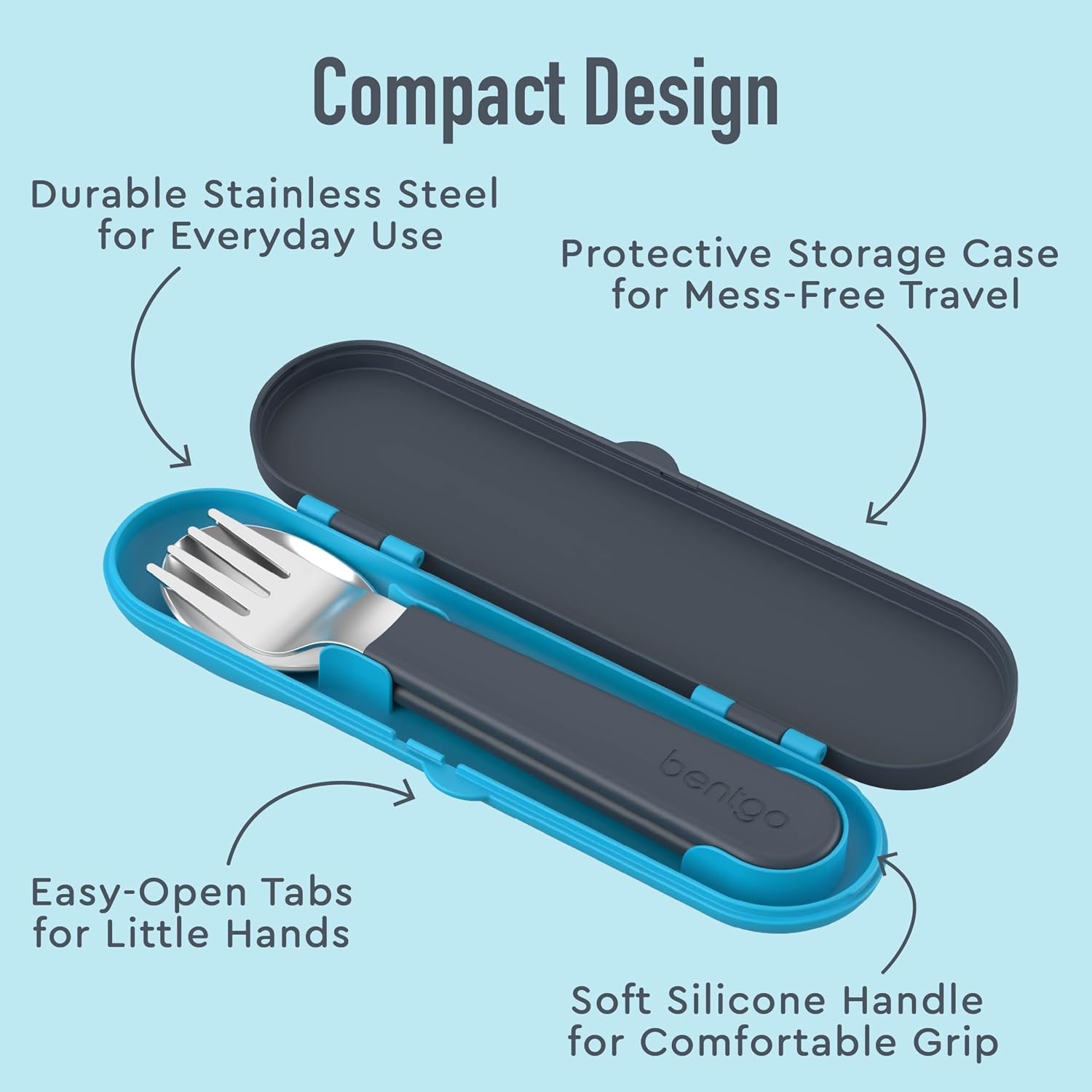 image:imageBentgo Kids Stainless Steel Utensil Set Reusable Fork Spoon amp Storage Case PFAS amp BPAFree EasyGrip Handles Lightweight Dishwasher Safe School Lunch Travel amp Outdoors NEW Ballet and BowsDino