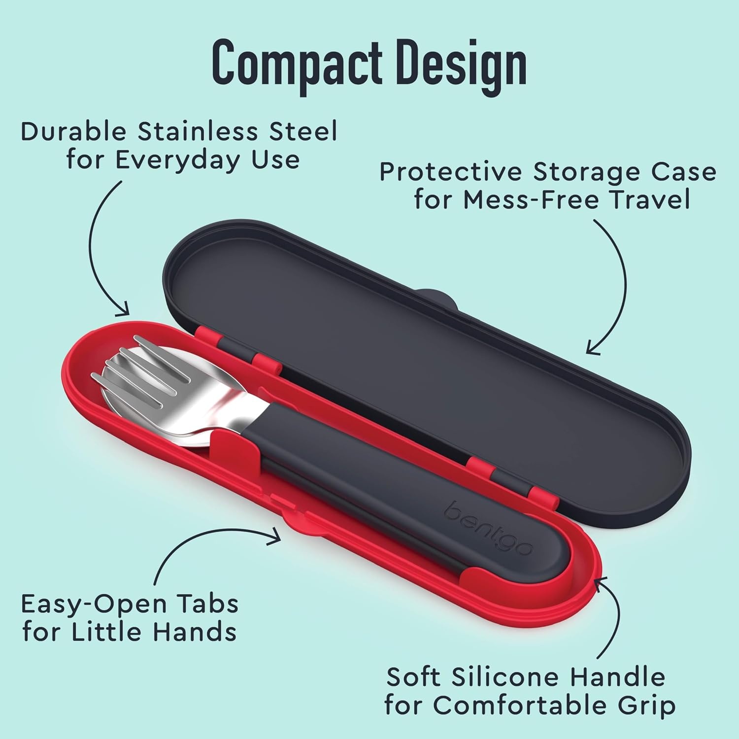 image:imageBentgo Kids Stainless Steel Utensil Set Reusable Fork Spoon amp Storage Case PFAS amp BPAFree EasyGrip Handles Lightweight Dishwasher Safe School Lunch Travel amp Outdoors NEW Ballet and BowsSssnakes