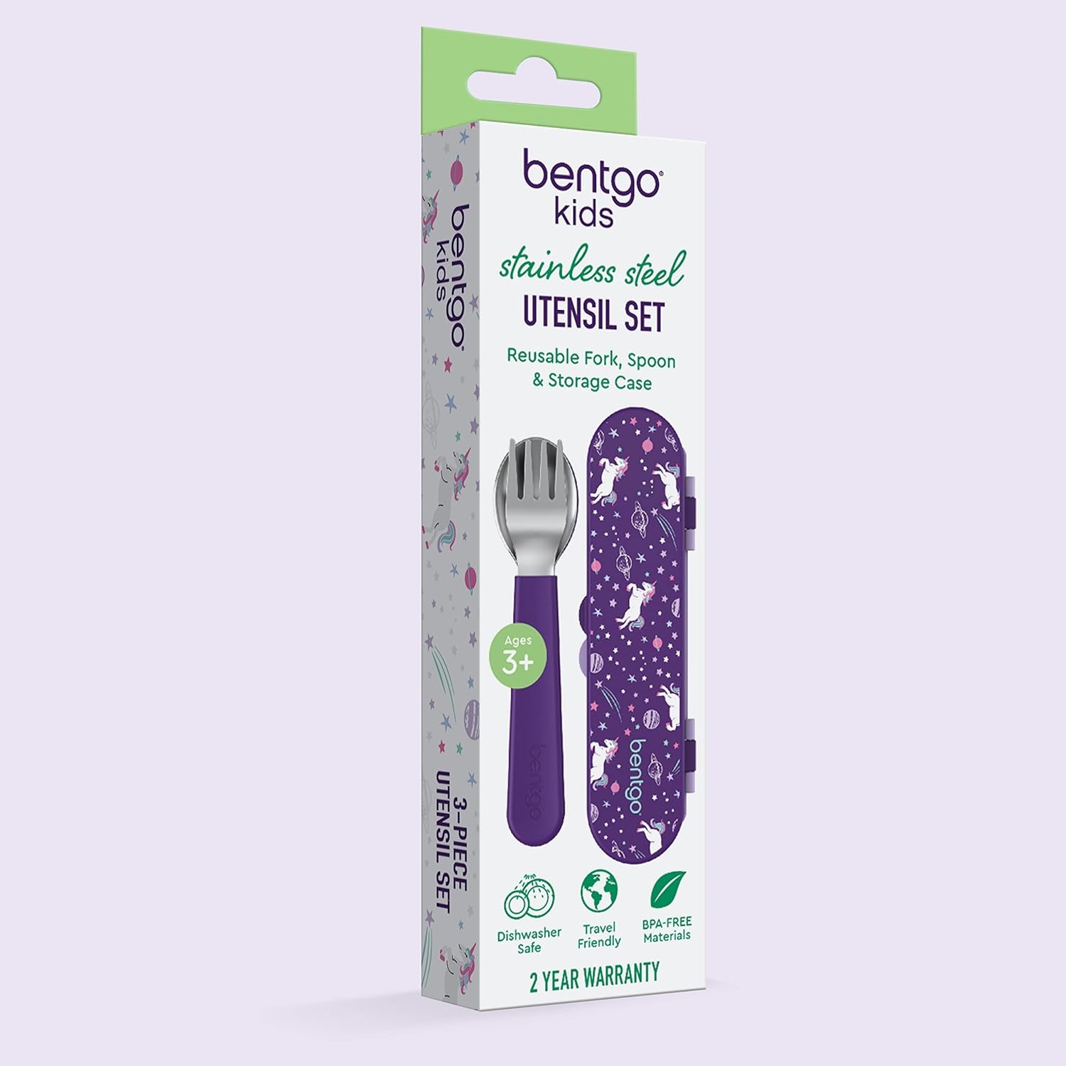 image:imageBentgo Kids Stainless Steel Utensil Set Reusable Fork Spoon amp Storage Case PFAS amp BPAFree EasyGrip Handles Lightweight Dishwasher Safe School Lunch Travel amp Outdoors NEW Ballet and BowsUnicorn