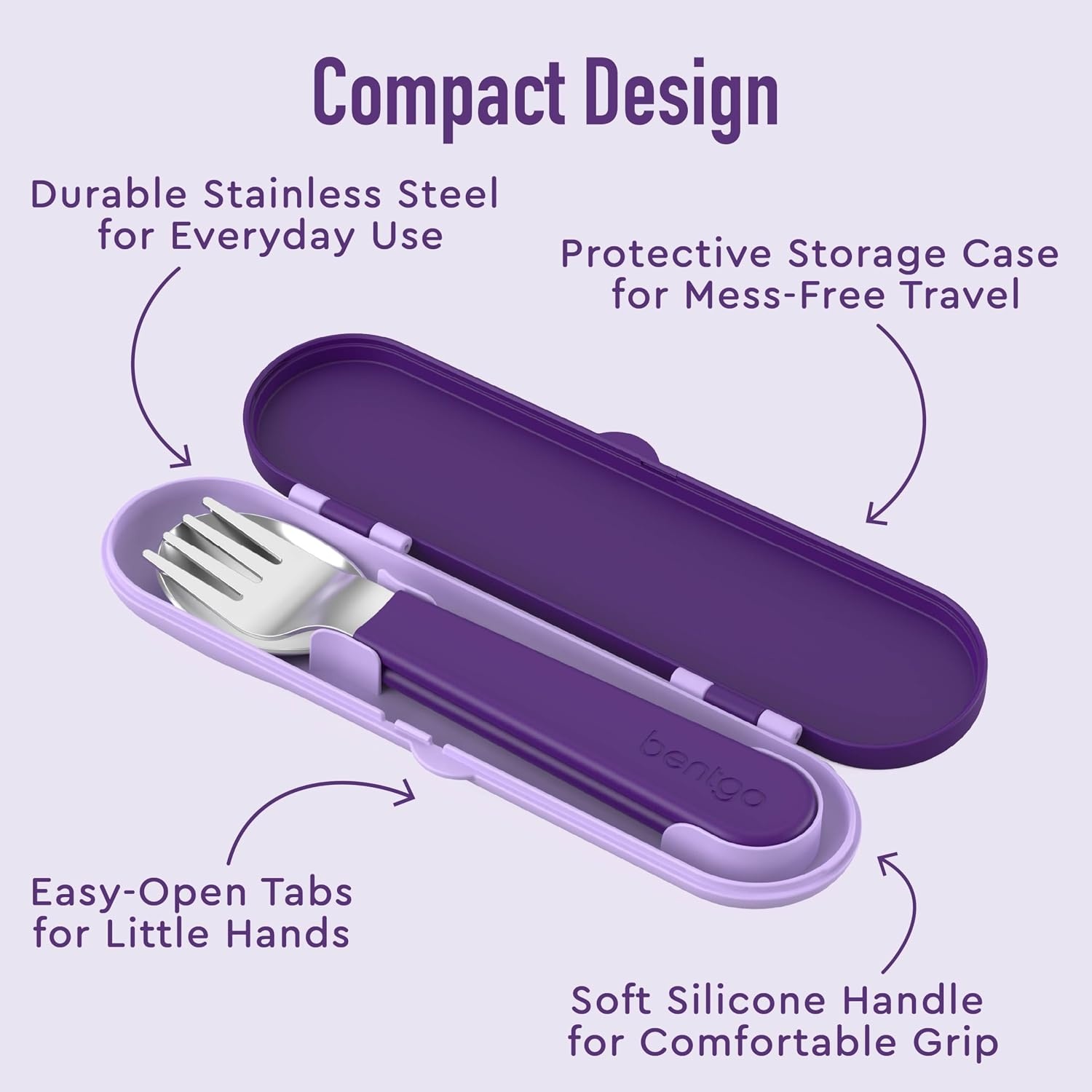 image:imageBentgo Kids Stainless Steel Utensil Set Reusable Fork Spoon amp Storage Case PFAS amp BPAFree EasyGrip Handles Lightweight Dishwasher Safe School Lunch Travel amp Outdoors NEW Ballet and BowsUnicorn