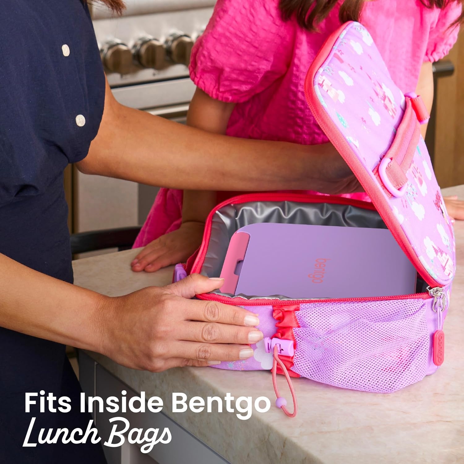 image:imageBentgo Kids Stow amp Go LeakProof Lunch Box with BuiltIn Utensil 35Cup Capacity Removable Tray PortionPerfect Compartments for Kids and Teens 2in1 Spoon amp Fork Gray LeafLilac