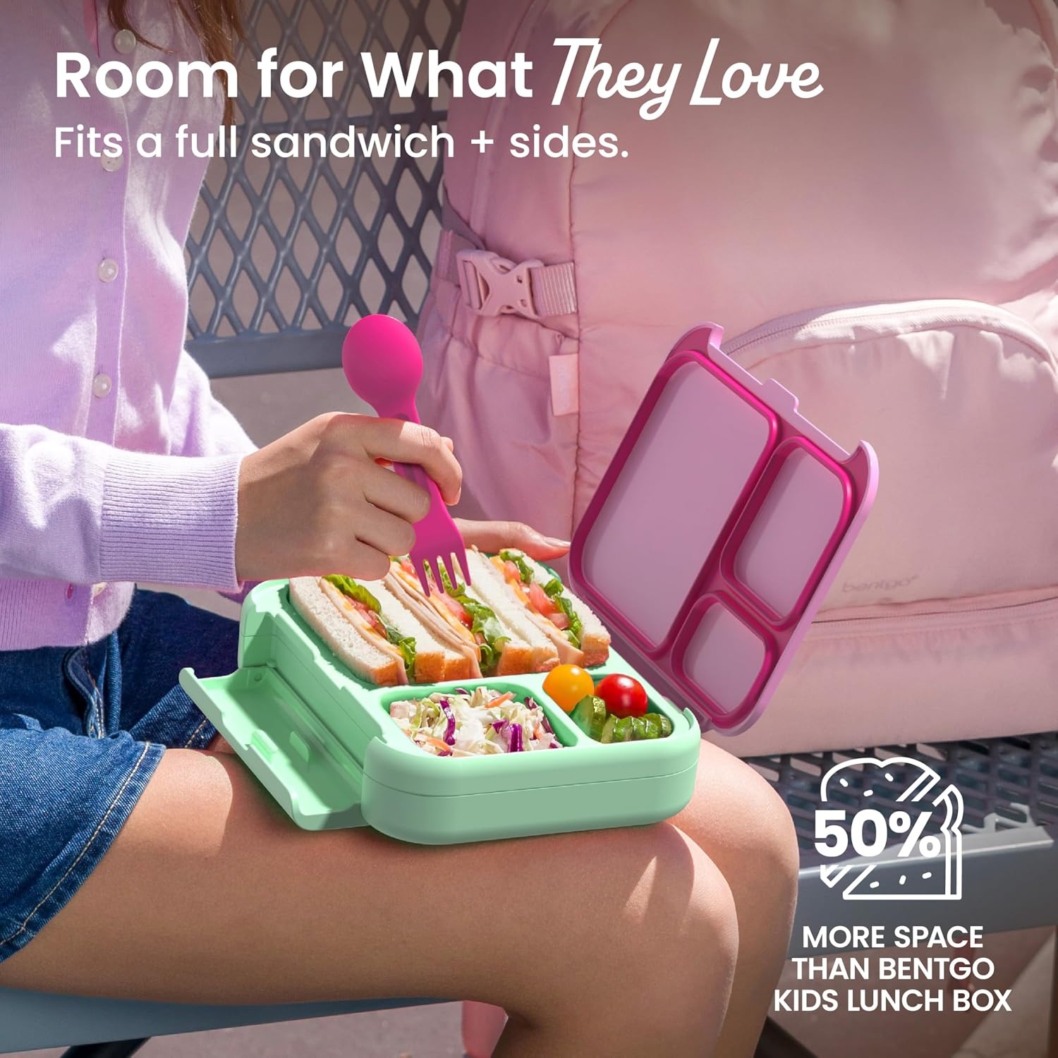 image:imageBentgo Kids Stow amp Go LeakProof Lunch Box with BuiltIn Utensil 35Cup Capacity Removable Tray PortionPerfect Compartments for Kids and Teens 2in1 Spoon amp Fork Gray LeafStrawberry