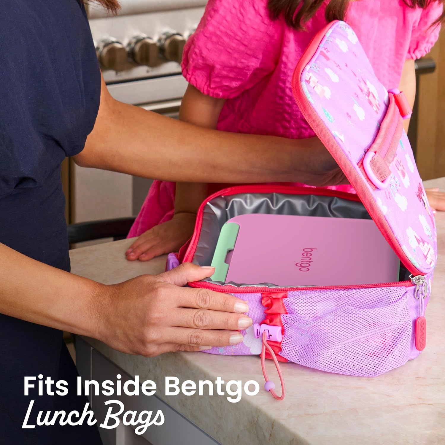 image:imageBentgo Kids Stow amp Go LeakProof Lunch Box with BuiltIn Utensil 35Cup Capacity Removable Tray PortionPerfect Compartments for Kids and Teens 2in1 Spoon amp Fork Gray LeafStrawberry