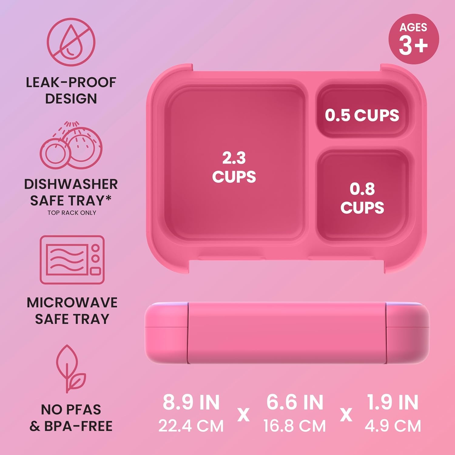 image:imageBentgo Kids Stow amp Go LeakProof Lunch Box with BuiltIn Utensil 35Cup Capacity Removable Tray PortionPerfect Compartments for Kids and Teens 2in1 Spoon amp Fork Gray LeafLilac