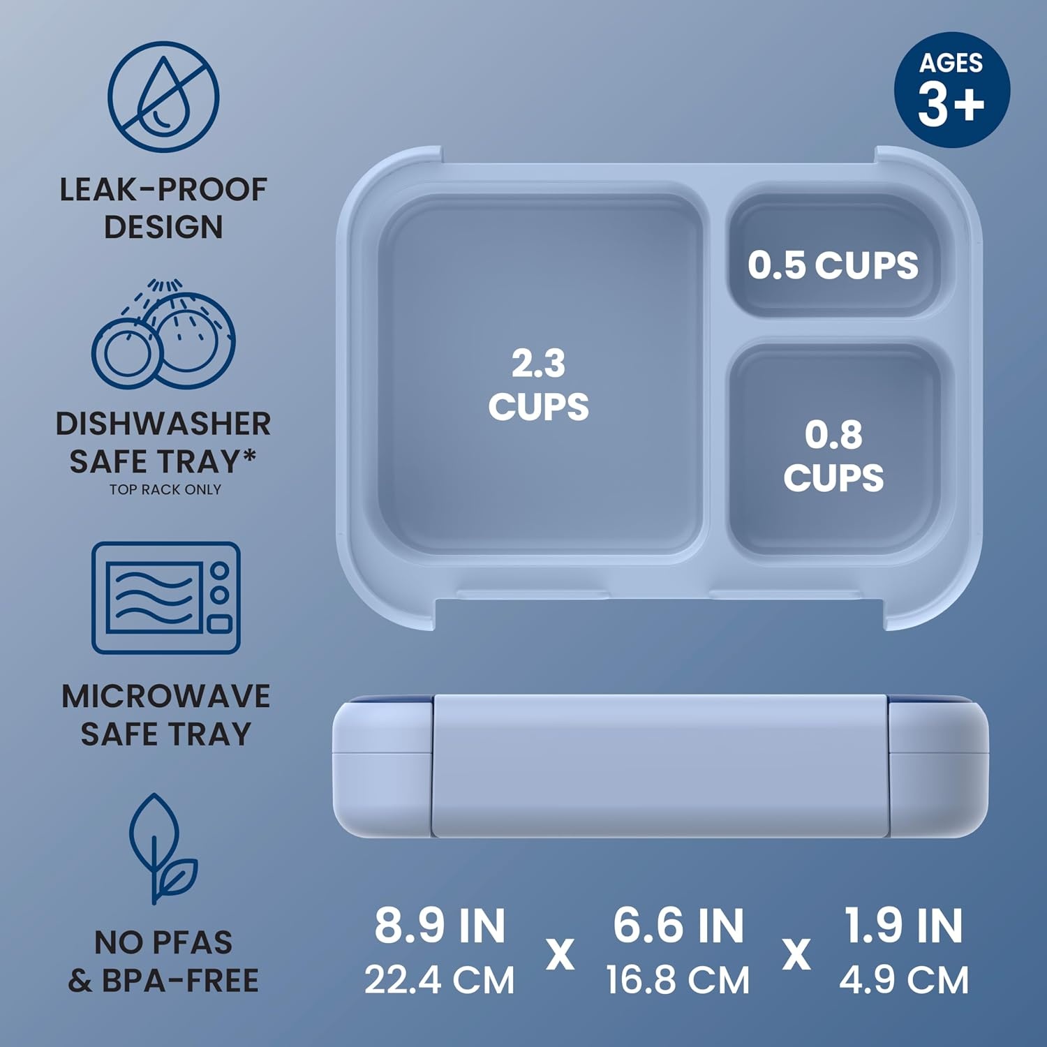 image:imageBentgo Kids Stow amp Go LeakProof Lunch Box with BuiltIn Utensil 35Cup Capacity Removable Tray PortionPerfect Compartments for Kids and Teens 2in1 Spoon amp Fork Gray LeafNavy