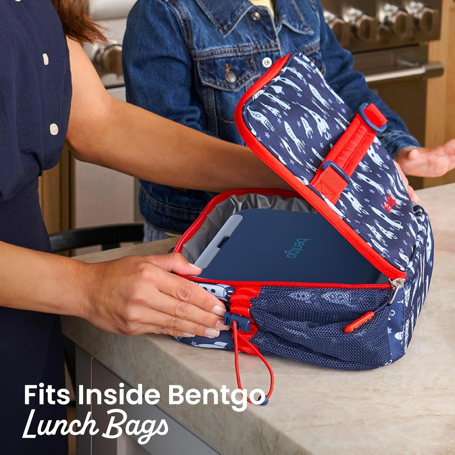image:imageBentgo Kids Stow amp Go LeakProof Lunch Box with BuiltIn Utensil 35Cup Capacity Removable Tray PortionPerfect Compartments for Kids and Teens 2in1 Spoon amp Fork Gray LeafNavy