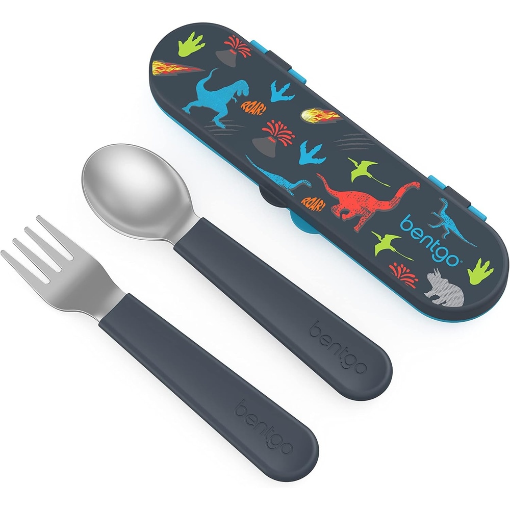 image:imageBentgo Kids Stainless Steel Utensil Set Reusable Fork Spoon amp Storage Case PFAS amp BPAFree EasyGrip Handles Lightweight Dishwasher Safe School Lunch Travel amp Outdoors NEW Ballet and BowsDino