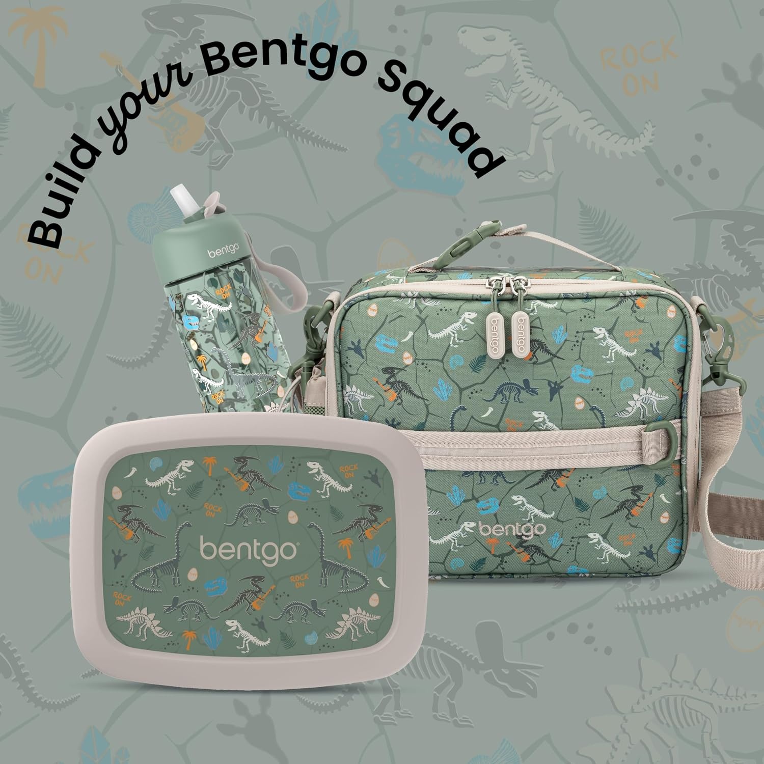 image:imageBentgo Kids Prints DoubleInsulated Reusable Lunch Bag For Kids 3 Adjustable Strap Holds Lunch BoxWater BottleSnacks EasyClean WaterResistant Pockets NEW Ballet amp BowsDino Fossils