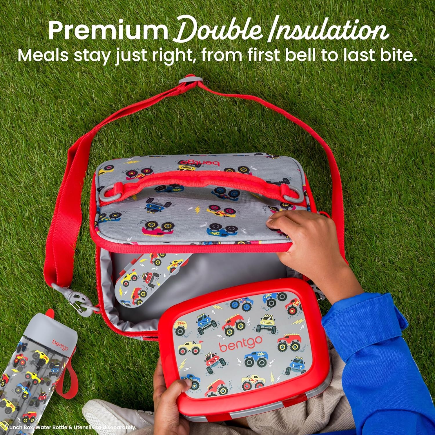 image:imageBentgo Kids Prints DoubleInsulated Reusable Lunch Bag For Kids 3 Adjustable Strap Holds Lunch BoxWater BottleSnacks EasyClean WaterResistant Pockets NEW Ballet amp BowsTrucks