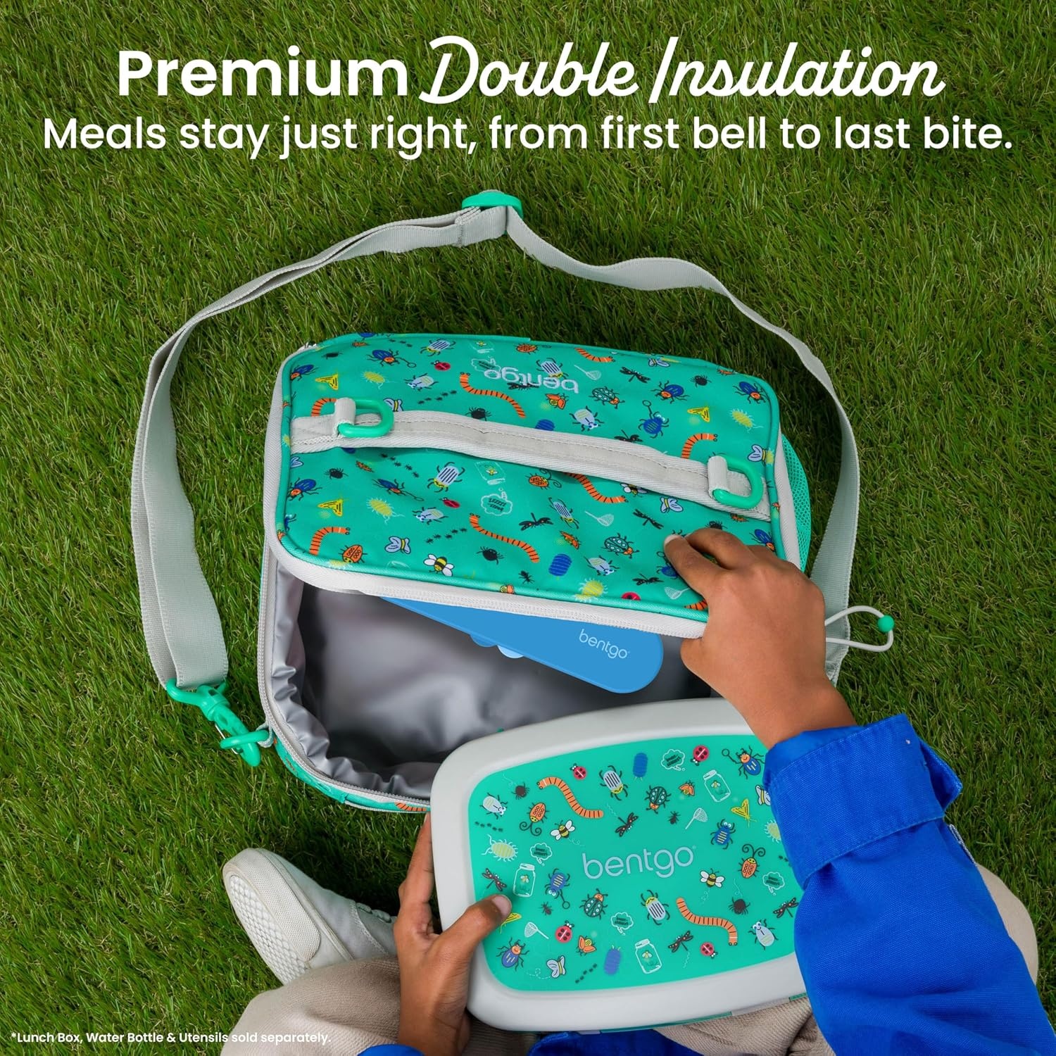 image:imageBentgo Kids Prints DoubleInsulated Reusable Lunch Bag For Kids 3 Adjustable Strap Holds Lunch BoxWater BottleSnacks EasyClean WaterResistant Pockets NEW Ballet amp BowsBug Buddies