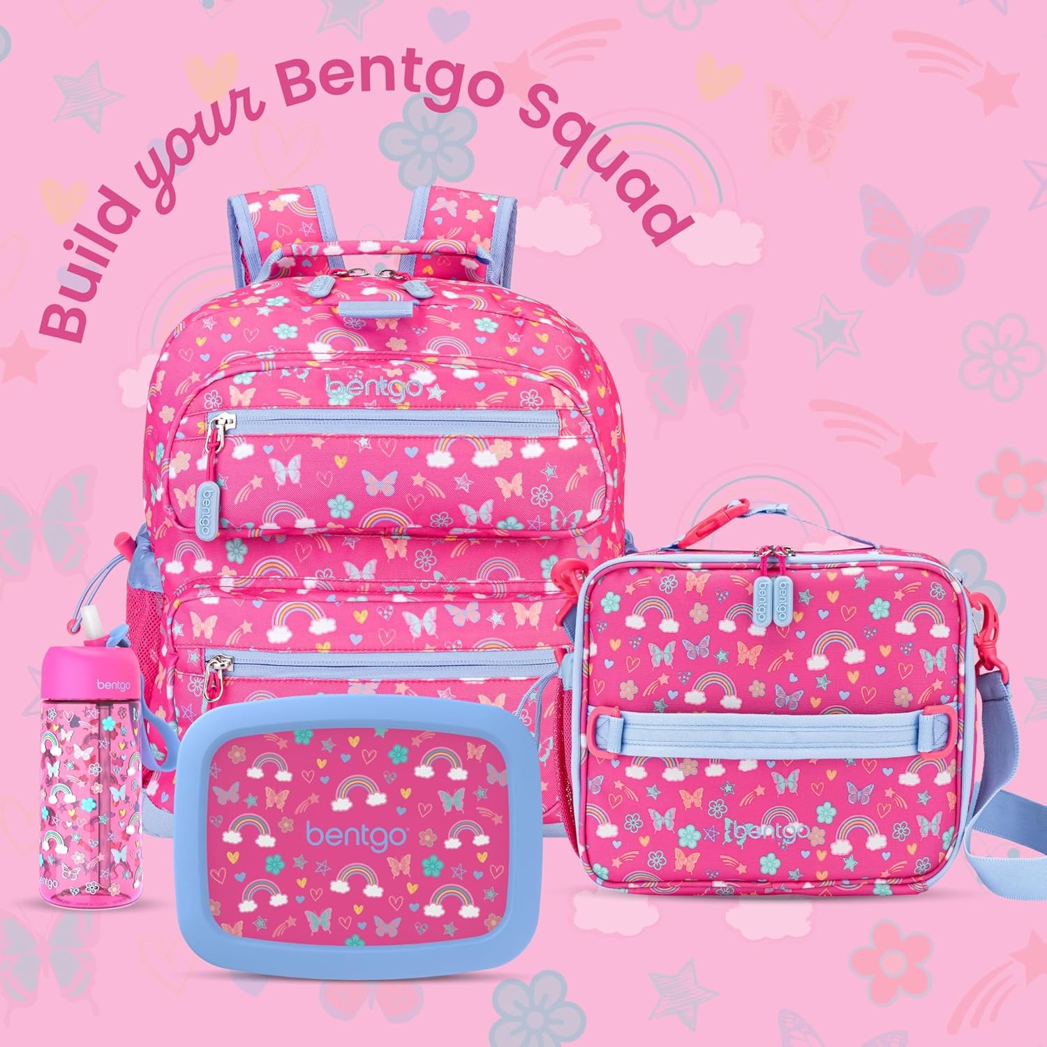 image:imageBentgo Kids Prints DoubleInsulated Reusable Lunch Bag For Kids 3 Adjustable Strap Holds Lunch BoxWater BottleSnacks EasyClean WaterResistant Pockets NEW Ballet amp BowsRainbows Butterflies