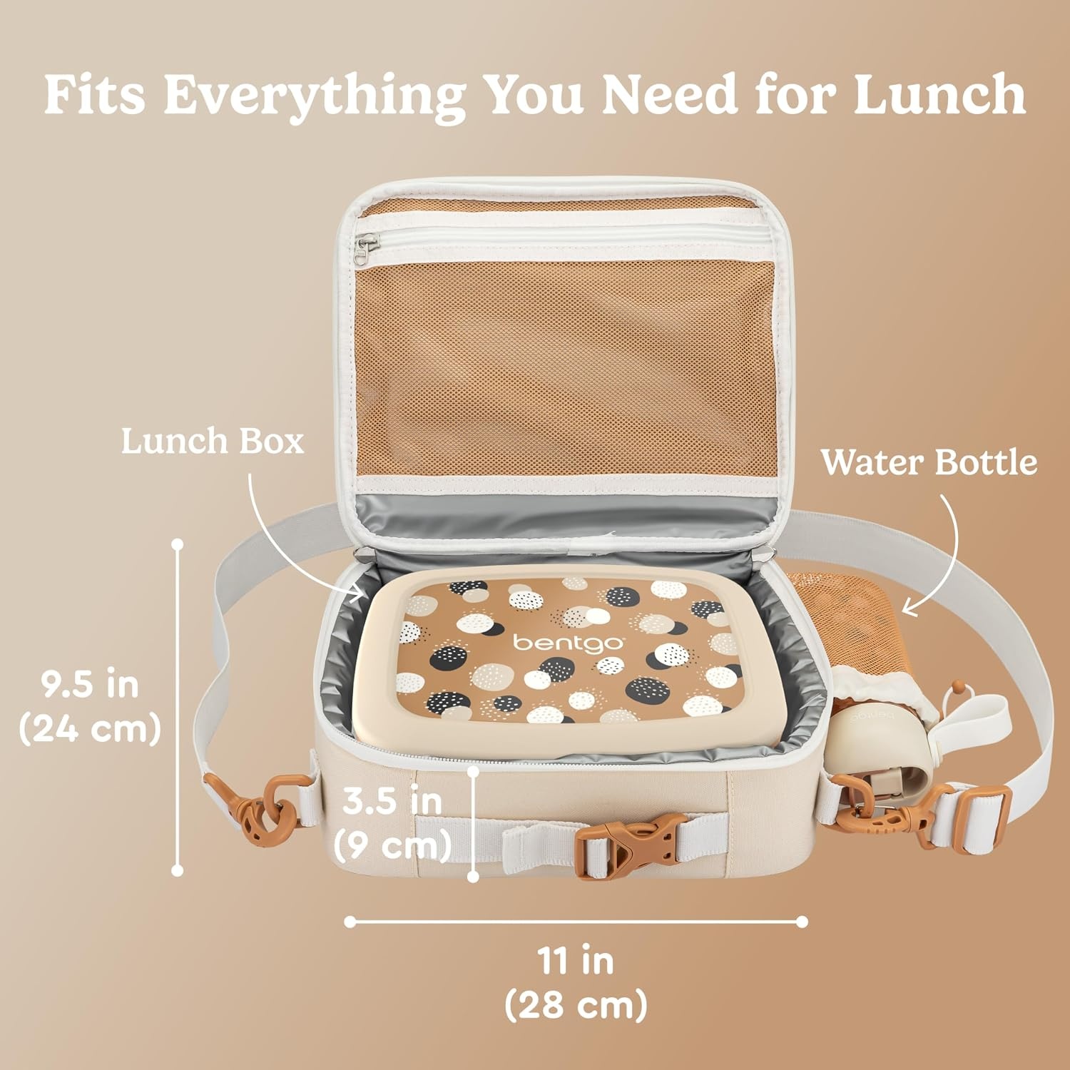 image:imageBentgo Kids Prints DoubleInsulated Reusable Lunch Bag For Kids 3 Adjustable Strap Holds Lunch BoxWater BottleSnacks EasyClean WaterResistant Pockets NEW Ballet amp BowsSpots Dots