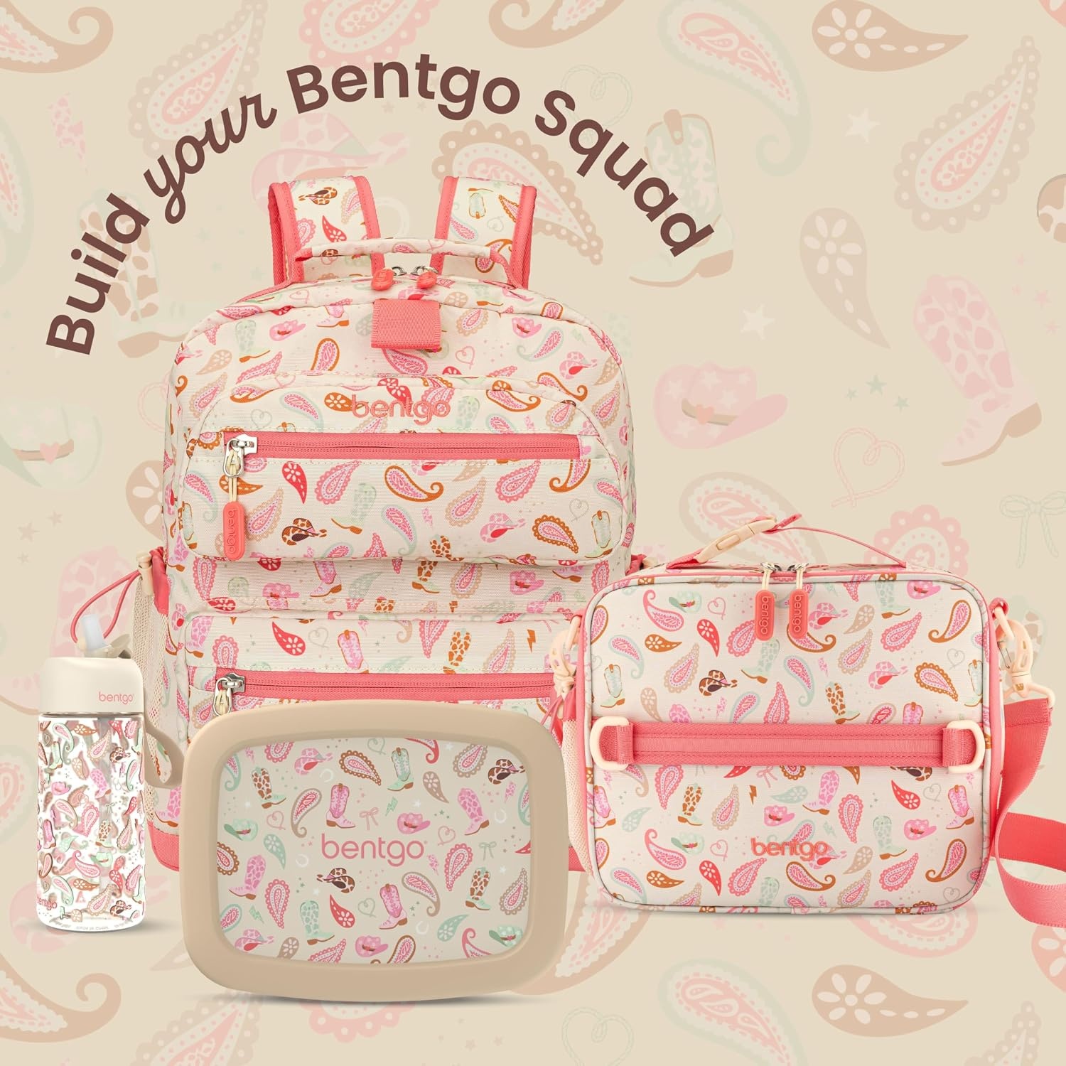 image:imageBentgo Kids Prints DoubleInsulated Reusable Lunch Bag For Kids 3 Adjustable Strap Holds Lunch BoxWater BottleSnacks EasyClean WaterResistant Pockets NEW Ballet amp BowsCowgirl Dreams