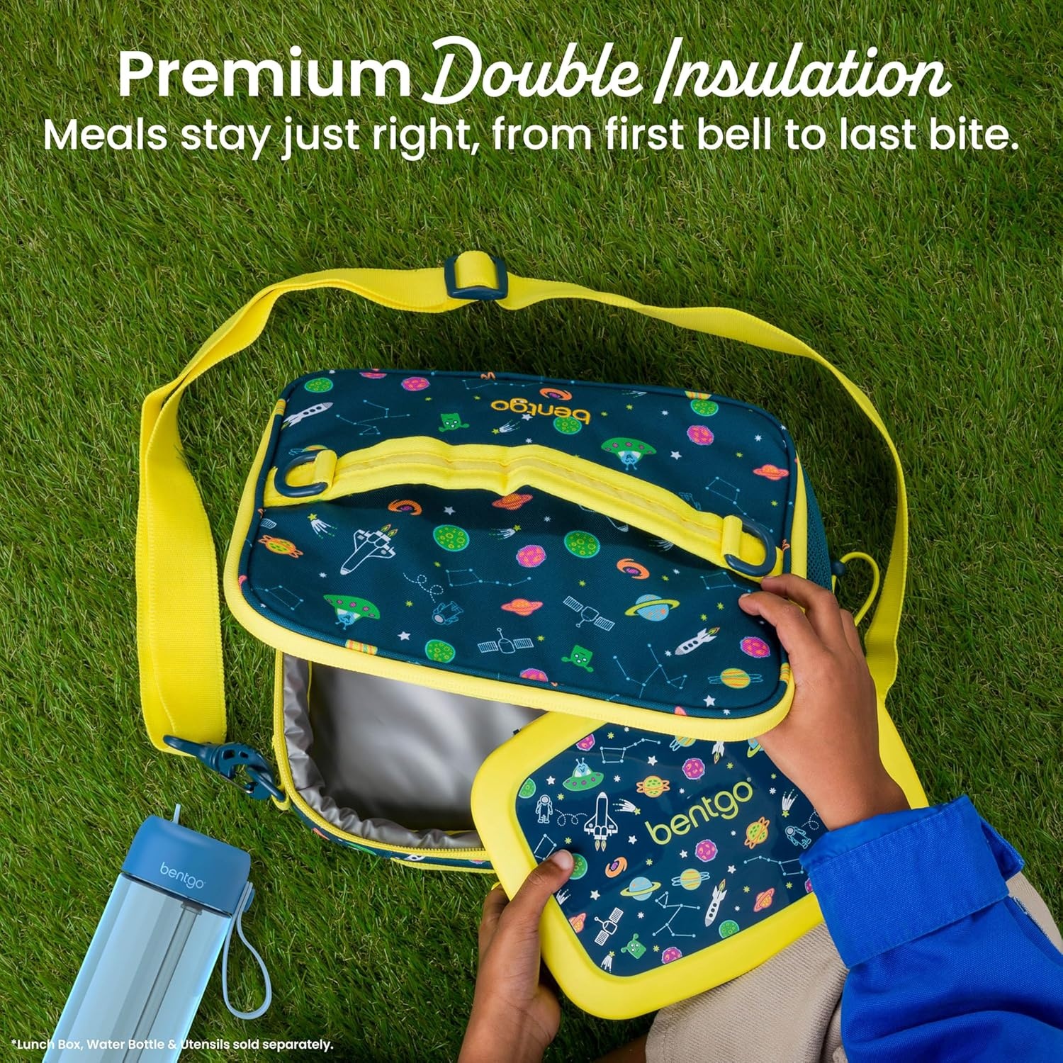 image:imageBentgo Kids Prints DoubleInsulated Reusable Lunch Bag For Kids 3 Adjustable Strap Holds Lunch BoxWater BottleSnacks EasyClean WaterResistant Pockets NEW Ballet amp BowsSpace