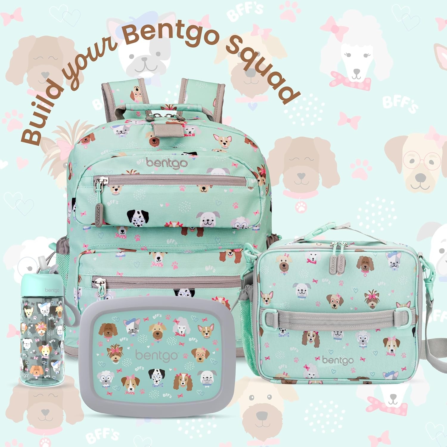 image:imageBentgo Kids Prints DoubleInsulated Reusable Lunch Bag For Kids 3 Adjustable Strap Holds Lunch BoxWater BottleSnacks EasyClean WaterResistant Pockets NEW Ballet amp BowsPuppy Love