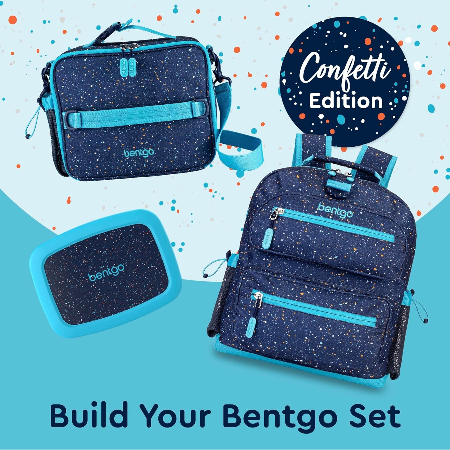 image:imageBentgo Kids Prints DoubleInsulated Reusable Lunch Bag For Kids 3 Adjustable Strap Holds Lunch BoxWater BottleSnacks EasyClean WaterResistant Pockets NEW Ballet amp BowsConfetti Edition Abyss Blue