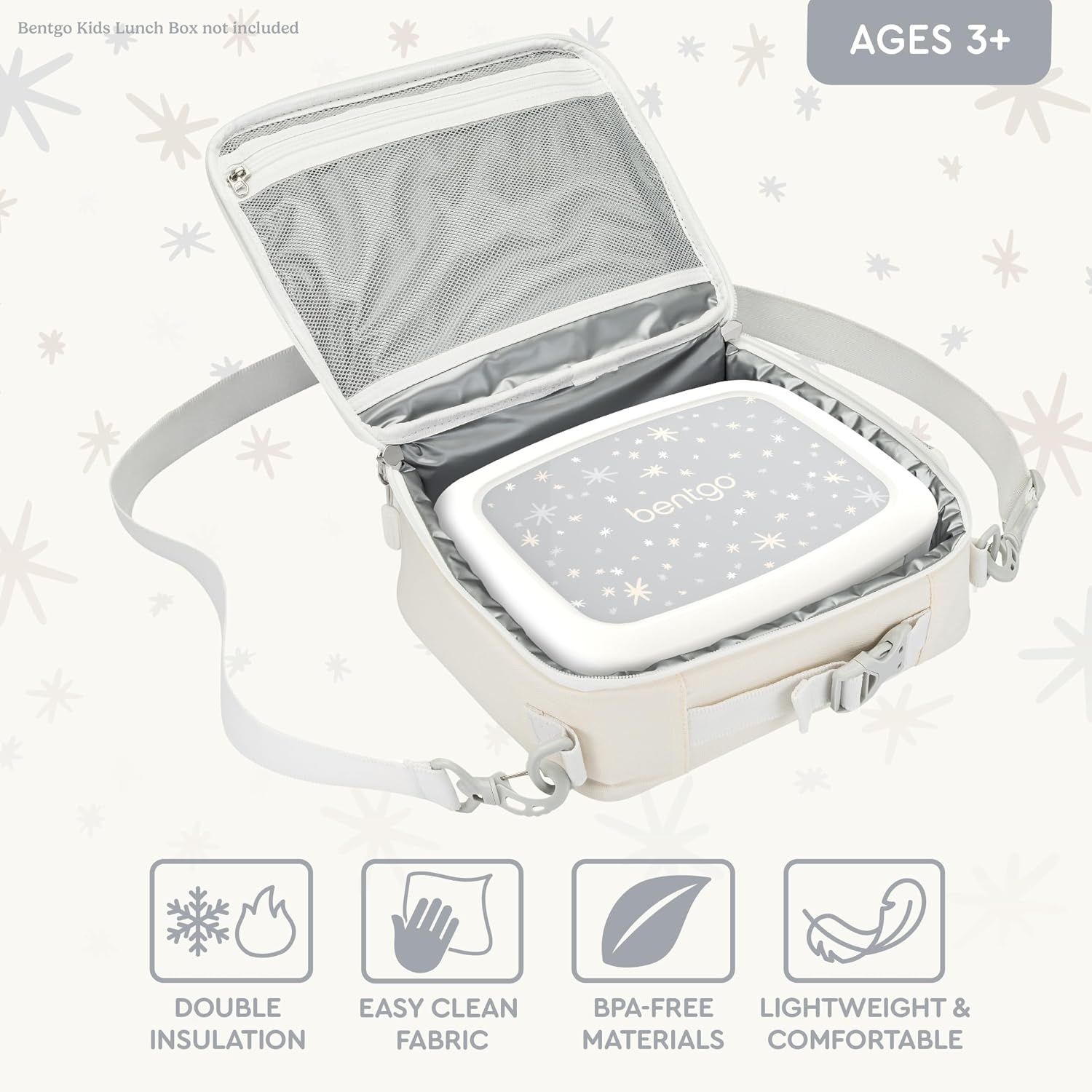 image:imageBentgo Kids Prints DoubleInsulated Reusable Lunch Bag For Kids 3 Adjustable Strap Holds Lunch BoxWater BottleSnacks EasyClean WaterResistant Pockets NEW Ballet amp BowsStarry Sprinkle