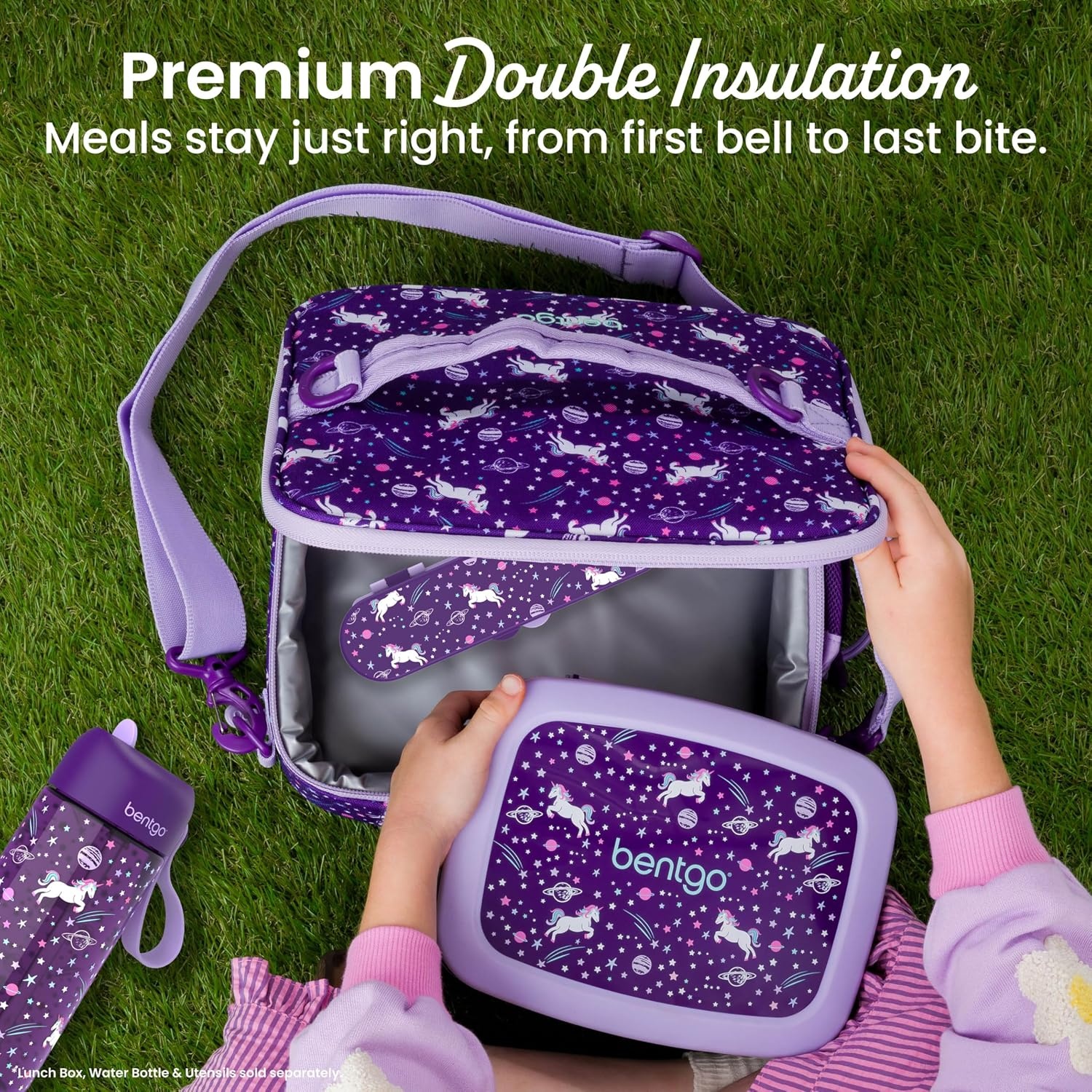 image:imageBentgo Kids Prints DoubleInsulated Reusable Lunch Bag For Kids 3 Adjustable Strap Holds Lunch BoxWater BottleSnacks EasyClean WaterResistant Pockets NEW Ballet amp BowsUnicorn