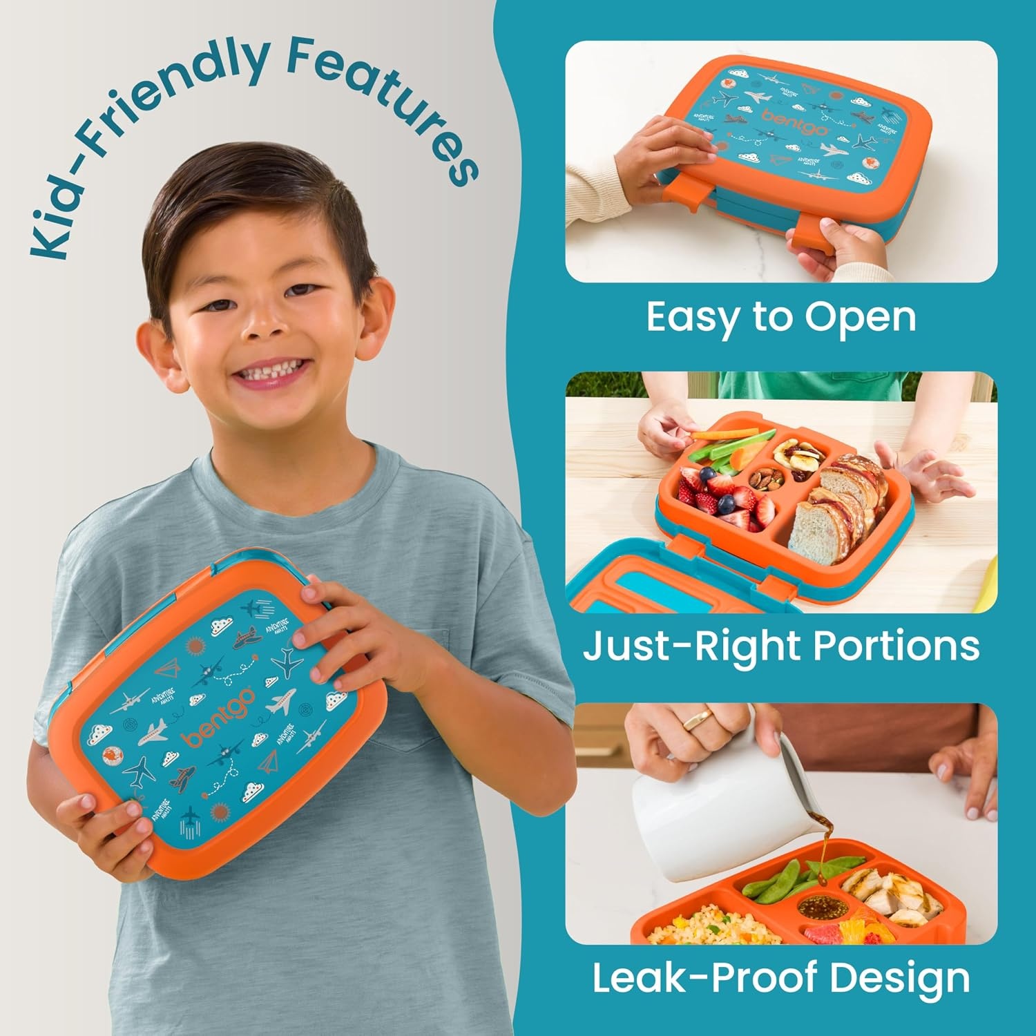 image:imageBentgo Kids Prints LeakProof 5Compartment BentoStyle Kids Lunch Box Ideal Portion Sizes for Ages 37 Durable DropProof Dishwasher Safe PFAS amp BPAFree Materials NEW Ballet amp BowsPlanes