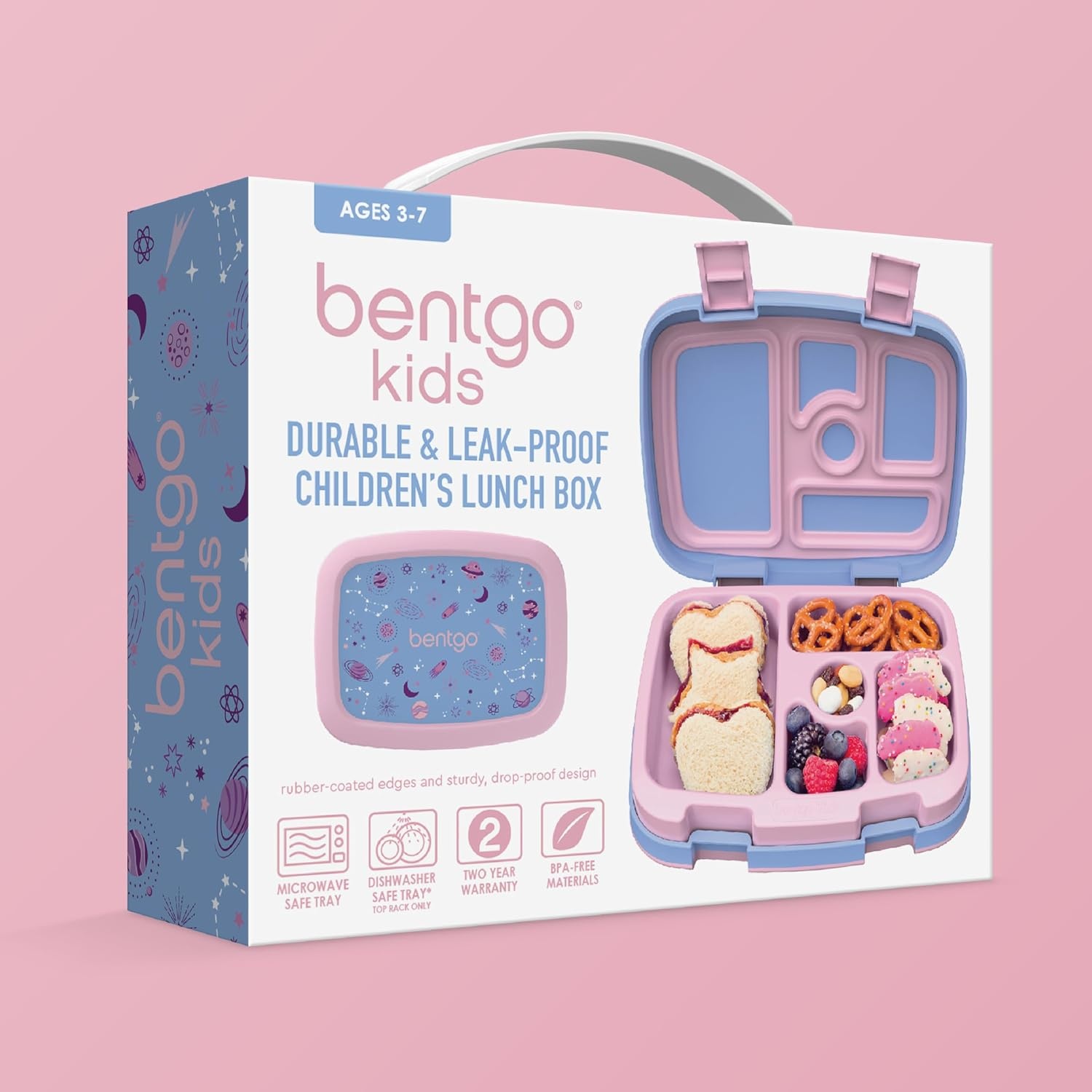 image:imageBentgo Kids Prints LeakProof 5Compartment BentoStyle Kids Lunch Box Ideal Portion Sizes for Ages 37 Durable DropProof Dishwasher Safe PFAS amp BPAFree Materials NEW Ballet amp BowsLavender Galaxy