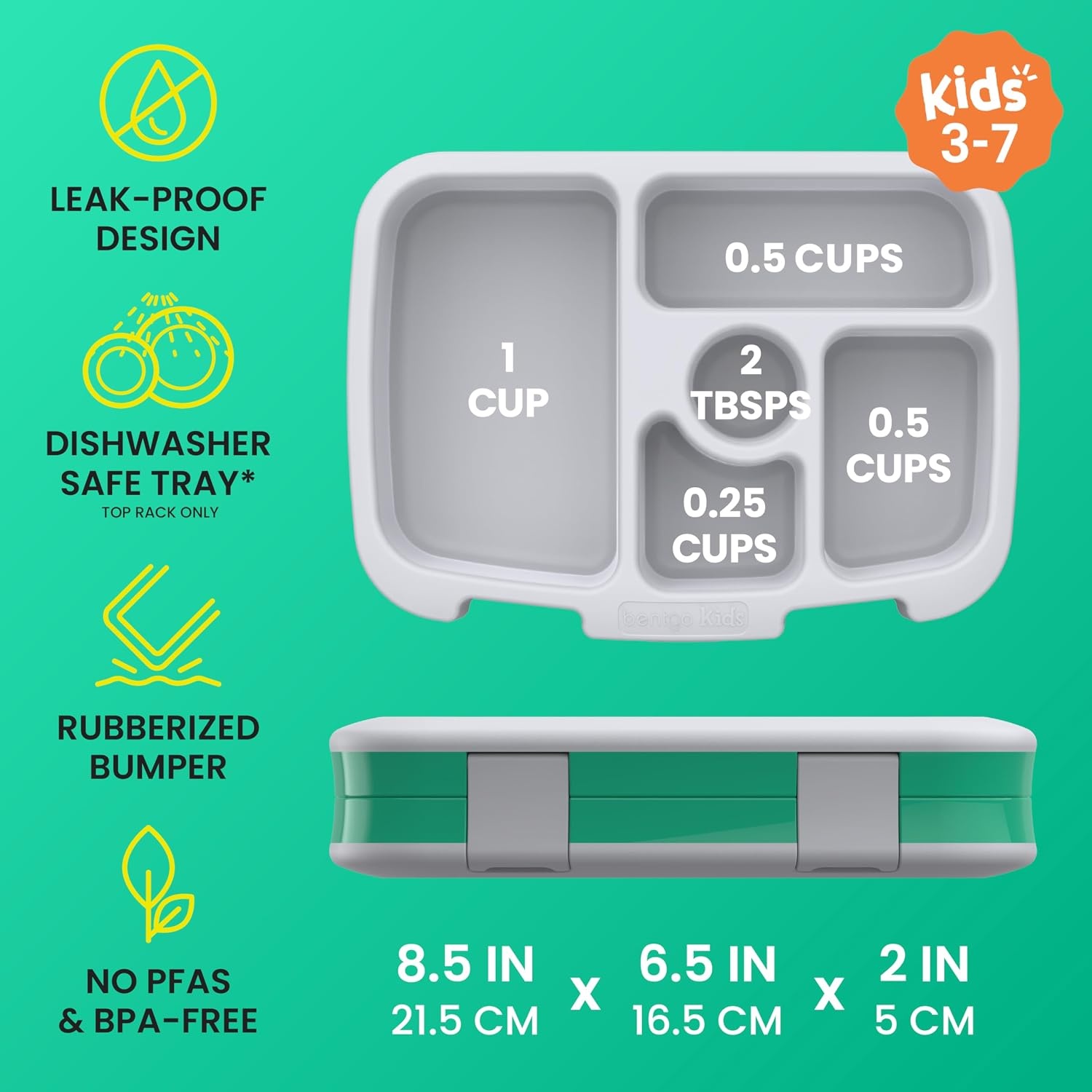 image:imageBentgo Kids Prints LeakProof 5Compartment BentoStyle Kids Lunch Box Ideal Portion Sizes for Ages 37 Durable DropProof Dishwasher Safe PFAS amp BPAFree Materials NEW Ballet amp BowsBug Buddies