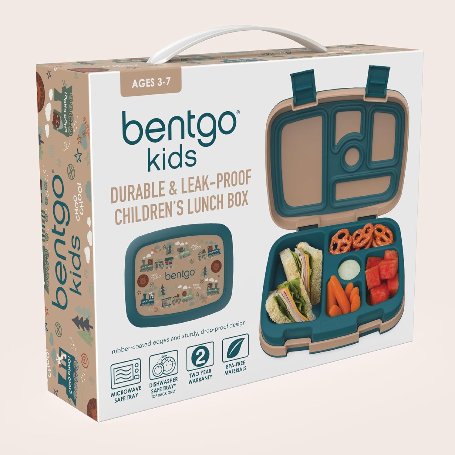 image:imageBentgo Kids Prints LeakProof 5Compartment BentoStyle Kids Lunch Box Ideal Portion Sizes for Ages 37 Durable DropProof Dishwasher Safe PFAS amp BPAFree Materials NEW Ballet amp BowsTrains
