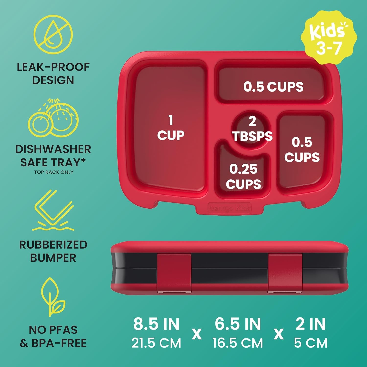 image:imageBentgo Kids Prints LeakProof 5Compartment BentoStyle Kids Lunch Box Ideal Portion Sizes for Ages 37 Durable DropProof Dishwasher Safe PFAS amp BPAFree Materials NEW Ballet amp BowsSssnakes