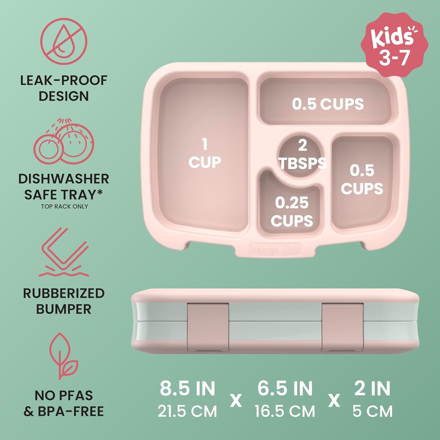 image:imageBentgo Kids Prints LeakProof 5Compartment BentoStyle Kids Lunch Box Ideal Portion Sizes for Ages 37 Durable DropProof Dishwasher Safe PFAS amp BPAFree Materials NEW Ballet amp BowsNature Adventure