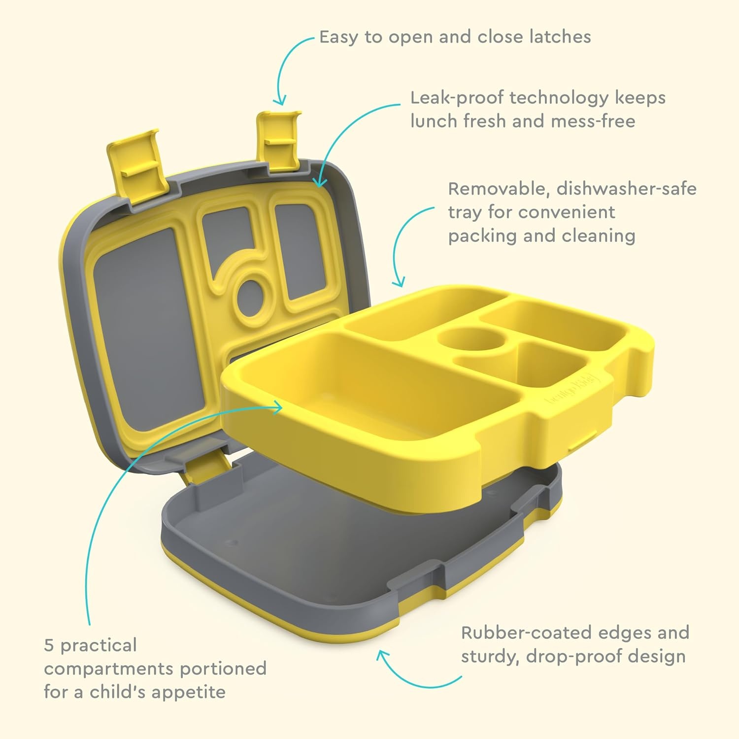 image:imageBentgo Kids Prints LeakProof 5Compartment BentoStyle Kids Lunch Box Ideal Portion Sizes for Ages 37 Durable DropProof Dishwasher Safe PFAS amp BPAFree Materials NEW Ballet amp BowsConstruction Trucks